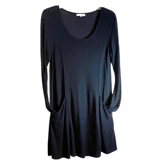 Z Supply Jersey Knit Black Swing Long Sleeve Tunic w/Two Front Pockets, Size S - Picture 2 of 8